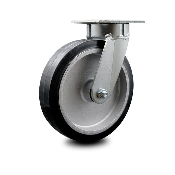8 Inch Kingpinless Rubber on Aluminum Wheel Swivel Top Plate Caster SCC